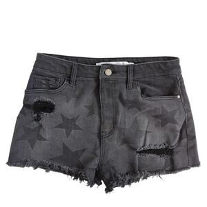 Tinseltown Women's Denim Shorts Size 9 Stars Cut‎ Off High Rise Distressed Black
